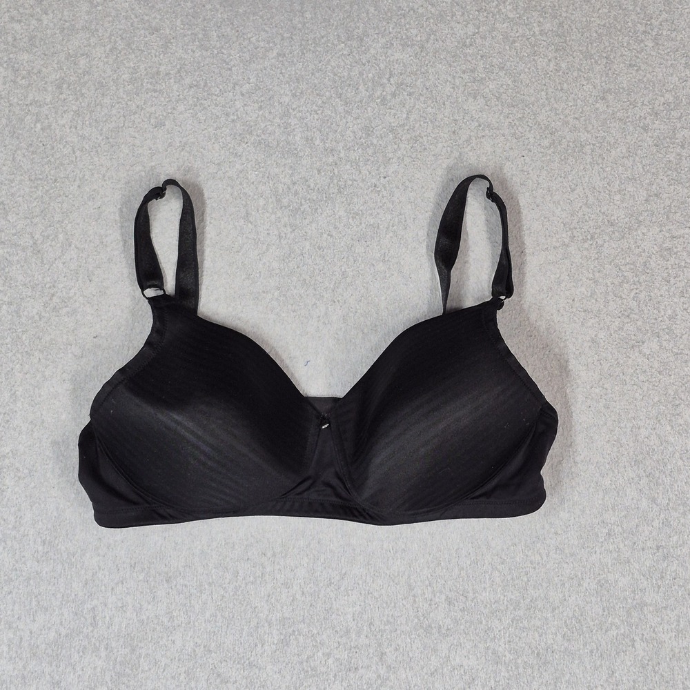 Warners Women Bra 38D Black Wireless Lightly Lined Adjustable Straps
